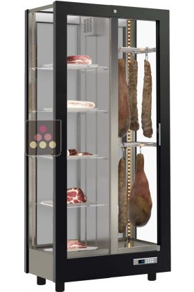 Refrigerated display cabinet for cured meat - 3 glazed sides - Wooden cladding