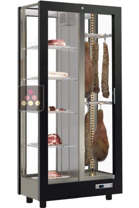 Refrigerated display cabinet for cured meat presentation - 4 glazed sides - Without cladding