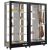 Combination of 2 professional refrigerated display cabinets for cheese and cured meat - 4 glazed sides - Magnetic and interchangeable cover