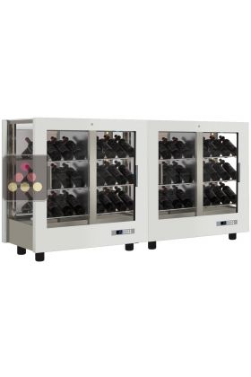 Combination of 2 professional multi-purpose wine display cabinet - 3 glazed sides - Inclined bottles - Magnetic and interchangeable cover