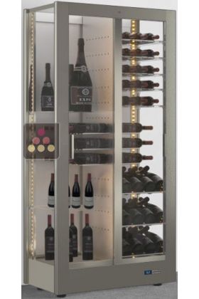 Professional multi-temperature wine display cabinet - 3 glazed sides - Mixed shelves - Magnetic and interchangeable cover