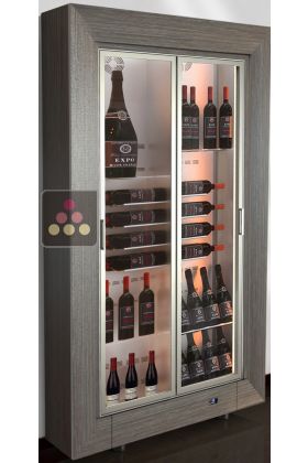 Freestanding multi-purpose wine display cabinet - P36cm - Mixed shelves - Flat frame