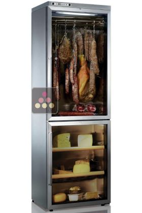 Freestanding combination of cheese and cured meat cabinets - Stainless steel coating