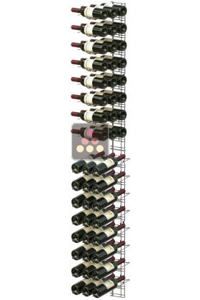 Black steel wall rack for 48 x 75cl bottles - Mixed horizontal and inclined bottles