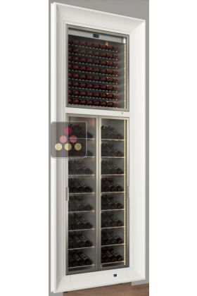 Double professional built-in wine display cabinet - Inclined bottles - Curved frame