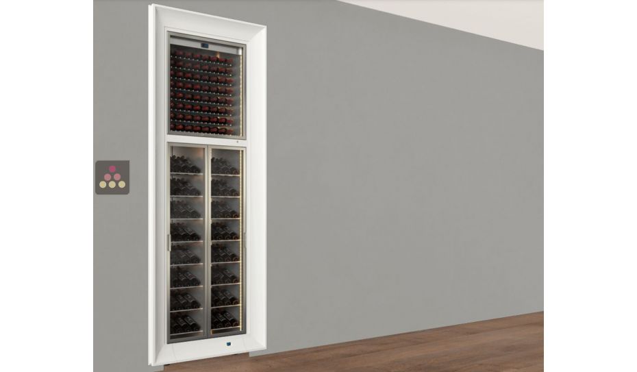 Double professional built-in wine display cabinet - Inclined bottles - Curved frame