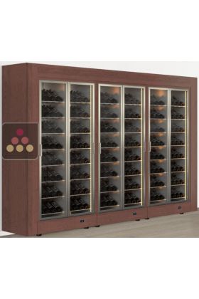 Freestanding combination of 3 professional multi-temperature wine display cabinets - Inclined bottles - Flat frame