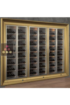 Built-in combination of 3 professional multi-temperature wine display cabinets - Inclined bottles - Curved frame