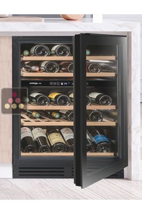 Dual temperature built-in wine cabinet for storage and/or service