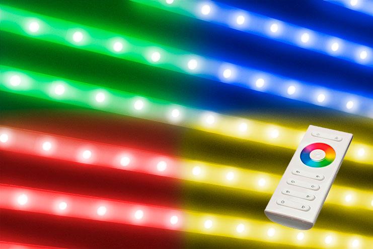 Colored RGB LED lights with remote control to choose various colours, sets lighting effects and the dimmer. White colour is a cold white (6000-6500°K). Not suggested option for cheese, delicatessen and gastronomy units.