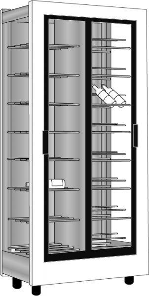 The door frames and handles are laquered with a matte black powder coating. Internal coating and bottle holders remain in natural aluminium