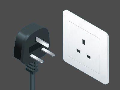 Type of socket mainly used in Great Britain, Ireland, Malaysia, Malta, Singapore and the Arabian Peninsula