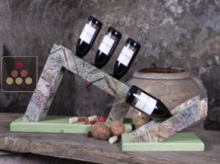 Stone and wooden bottle display unit