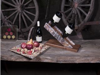 Stone and wooden bottle display unit
