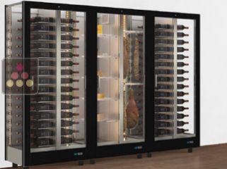 Combination of 3 modular refregirated display cabinet  for wine cheese and delicatessen
